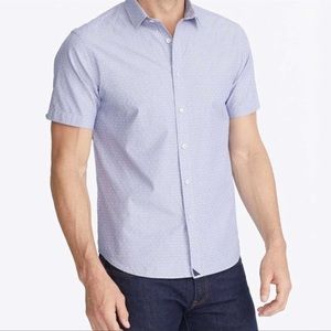UNTUCKit Mens Thorntan Short Sleeve Button Up Shirt in Blue Size Large Tall Slim